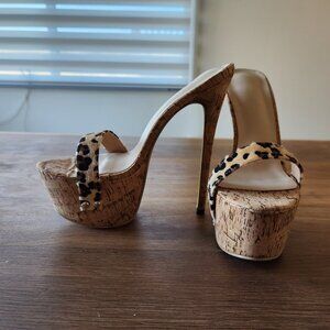NEW cork platform heels size 41/10, leopard pattern.